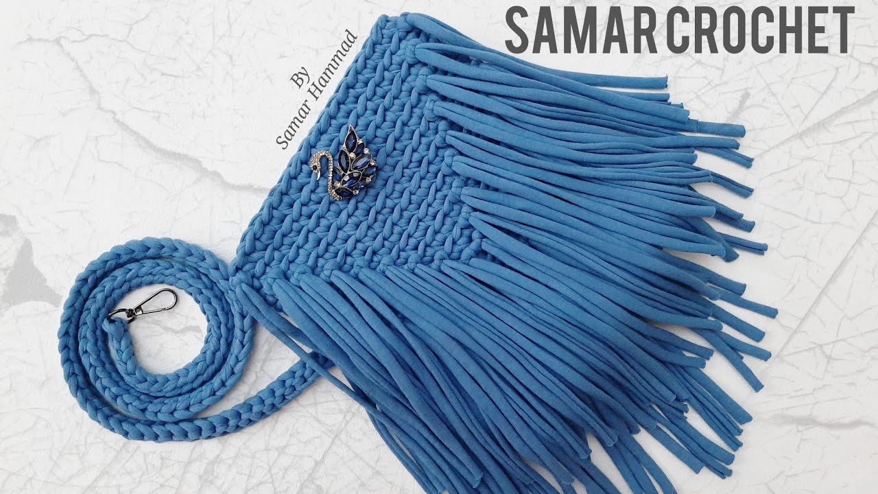 كروشيه شنطة بخيط الكليم بتصميم عصرى سهلةالتنفيذCrochet bag with T-shirt easy modern design Titles En