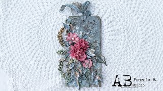 Blue-Gray and Pink  Tag for A.B. Studio