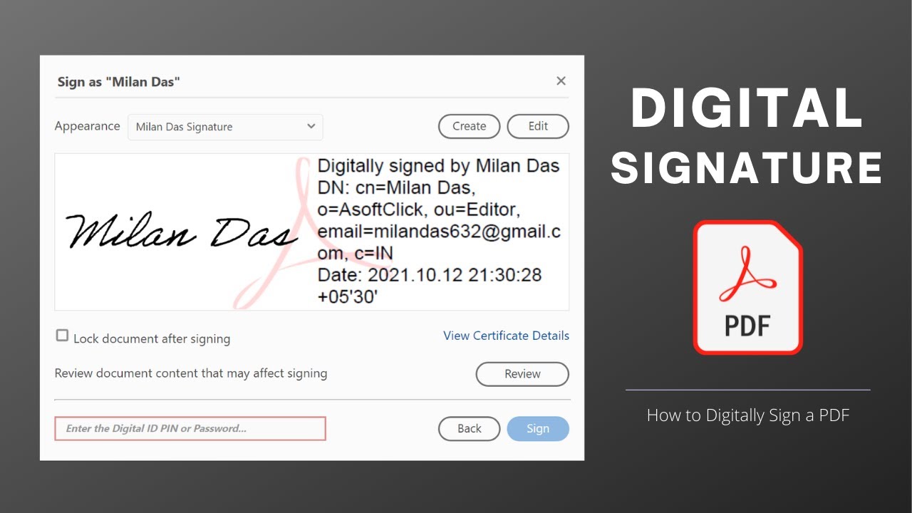 Adobe Certificate. Hellinic ID with Signature. Put in Signature.