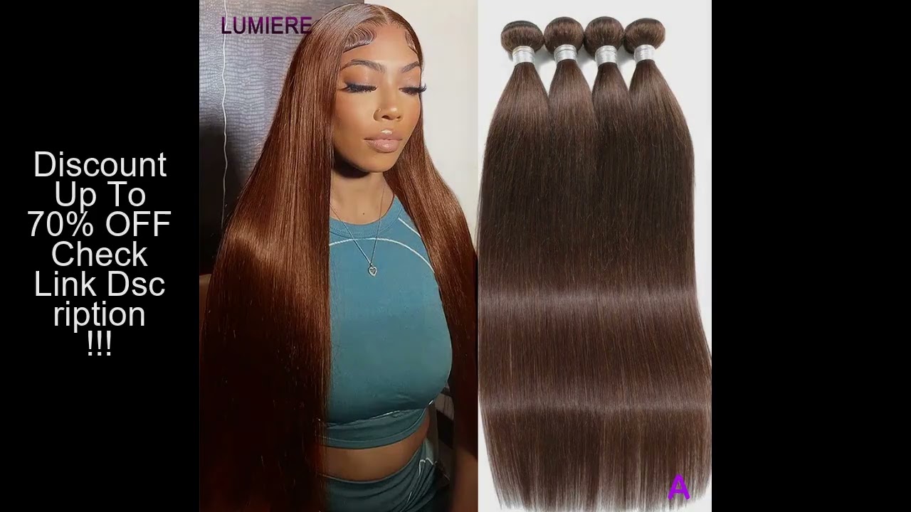 Chocolate Brown Bone Straight 3 4 Bundles Human Hair Brazilian 100% Unprocessed Virgin Wavy Double H