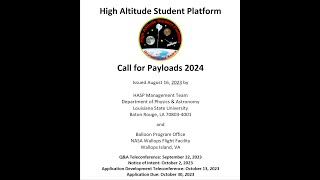 HASP 2024 Q&A Video Conference