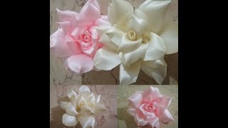 Diy satin ribbon rose satin ribbon flowers how to ??عمل  ورده بلدي بالستان