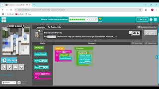 Minecraft Coding - Lesson 1 Functions Level 9