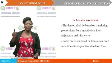 IP-SH LOGIC FORM 4 LESSON 6 TRANSLATION OF HYPOTHETICAL TO DISJUNCTIVE & DISJUNCTIVE