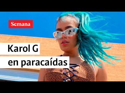 Con mucho susto: Karol G saltó en paracaídas en Dubái l Semana TV