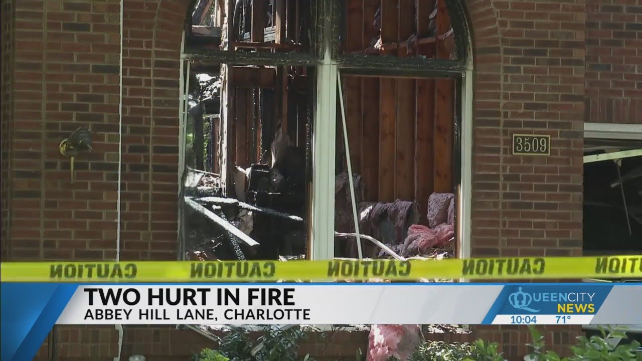 Two victims treated after fire decimates south Charlotte home - YouTube
