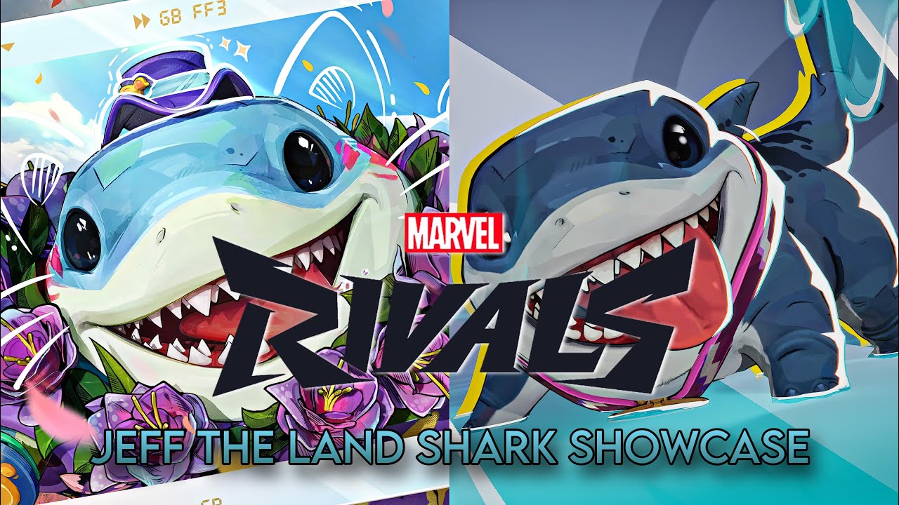 Jeff the Land Shark all skins showcase (4k) - Marvel Rivals