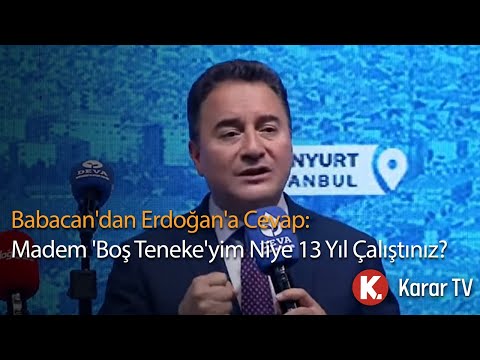 Babacan'dan Erdoğan'a Cevap: Madem 'Boş Teneke'yim Niye 13 Yıl Çalıştınız?