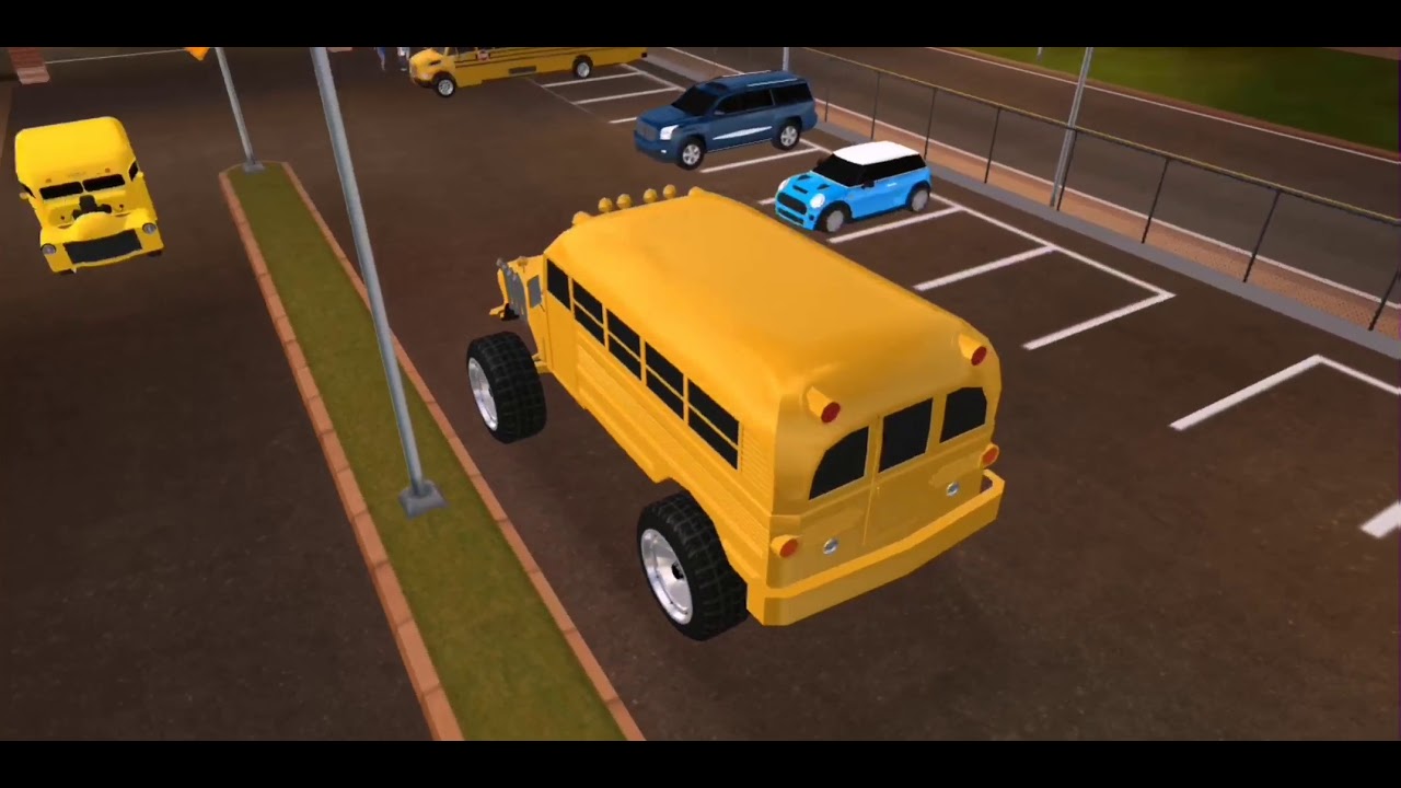 Monster car School bus driving simulator gameplay, town, dusk, kids games to play, android games