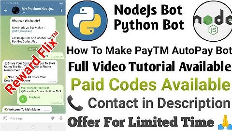 HOW TO MAKE PAYTM NODE Js TELEGRAM BOT | Telegram Autopay Bot | Python Bot