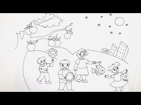 Tranh Tô Màu Trung Thu - VẼ TRANH TẾT TRUNG THU | PHẦN 1 VẼ TRANH RƯỚC ĐÈN TRUNG THU| draw Mid - Autumn Festival