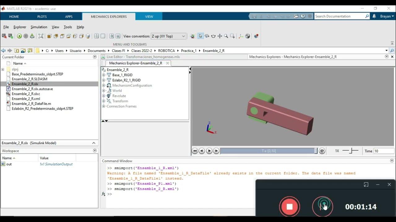 SIMULATION OF A ROTATIONAL AND PRISMATIC JOINT IN MATLAB YouTube
