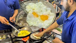 Fastest Street Food Fried Egg Omelet Making | Masala Dal Fry \& Anda Fry Omelette Dhaba Style Recipe