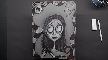 Tim Burton Style Self-Portrait | Creepy-Cool Art Project ✏️🖤