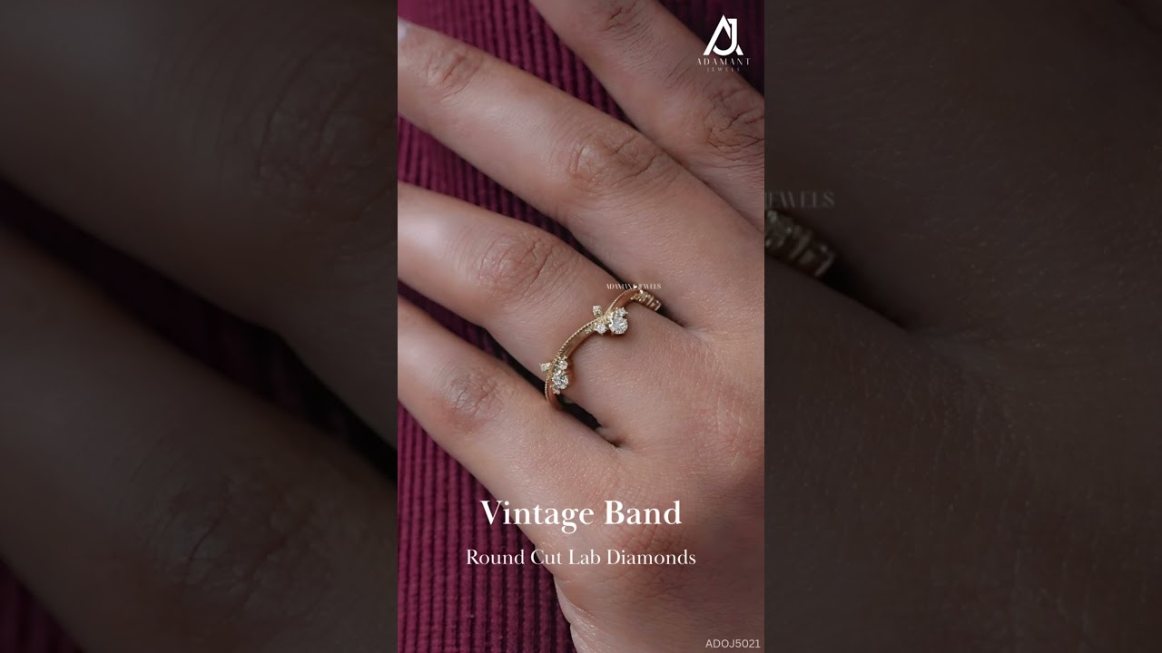 Round Cut Lab Grown Diamond Vintage Band 