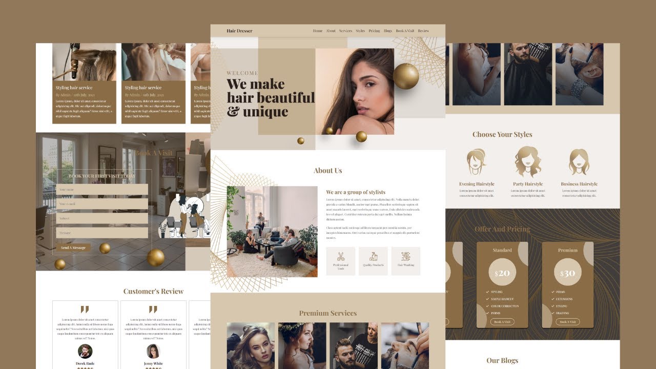 Create A Responsive Hair Dresser Website Design Using HTML - CSS ...
