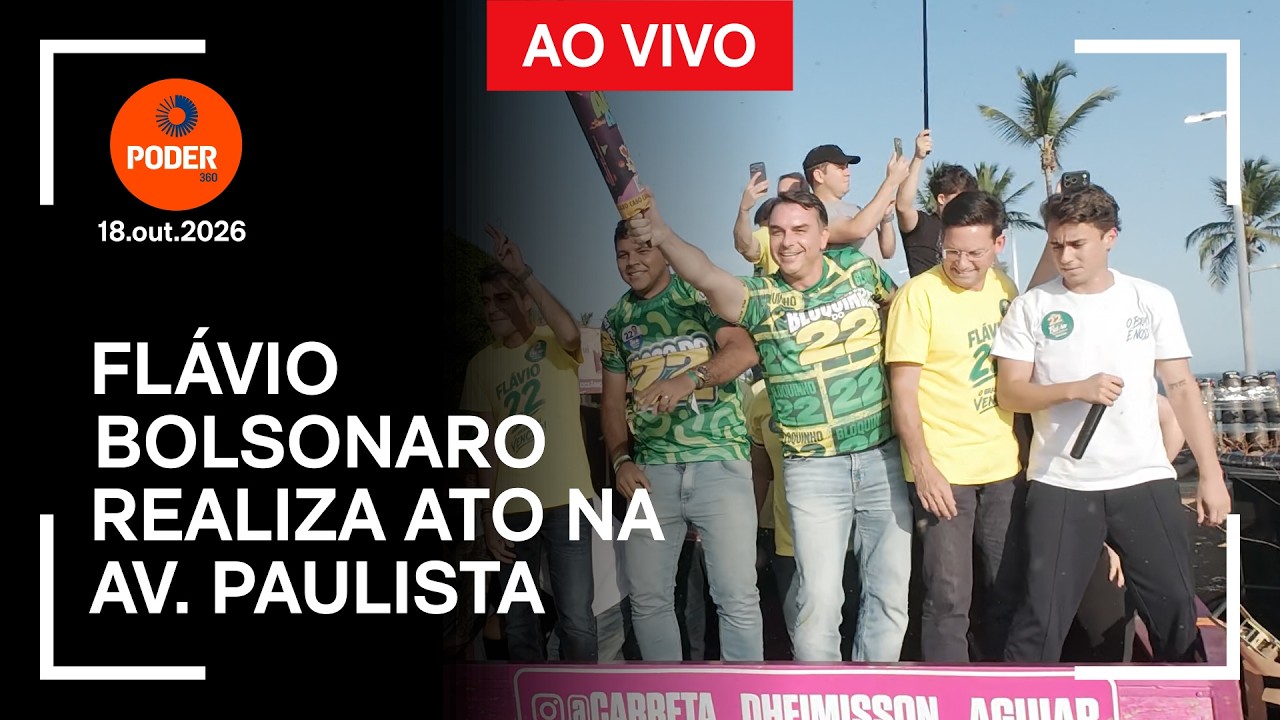 Veja imagens do ato de Flávio Bolsonaro na av. Paulista