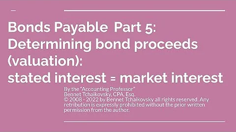 Bonds Payable Part 5: Using PV  tables determining cash proceeds: stated = market rate of interest