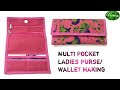 DIY Multi Pocket Purse Stitching At Home|How To Make Zipper Ladies Handpurse/Clutch/Wallet#handpurse