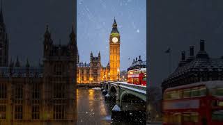 London Christmas Eve — Big Ben &amp; Westminster Bridge Snowfall | Cozy Winter Ambience