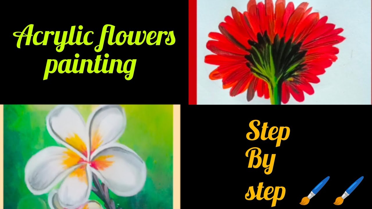 Two beautiful flowers painting/acrylic flowers painting step by step/My Creations 2021