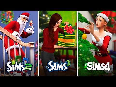 Видео: Зимний праздник (Новый год) в The Sims / Сравнение 3 частей