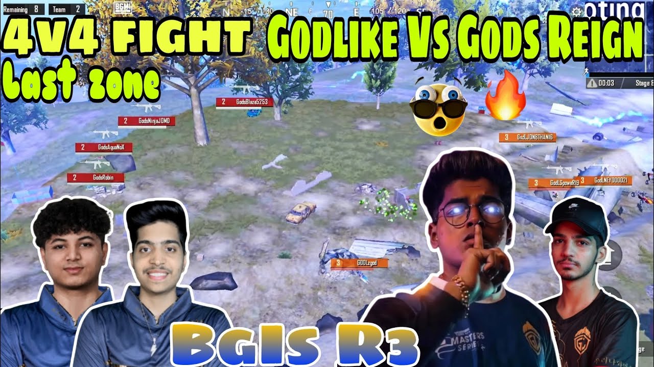 BGIS R3 LAST ZONE 4V4 FIGHT GODLIKE VS GODS REIGN ||🔥 Jonathan 1v3 With ...