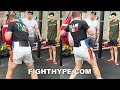 CANELO SHOWS RYAN GARCIA HOW TO CHOP DOWN LUKE CAMPBELL; DRILLS SIGNATURE LEFT HOOK INTO HEAVY BAG