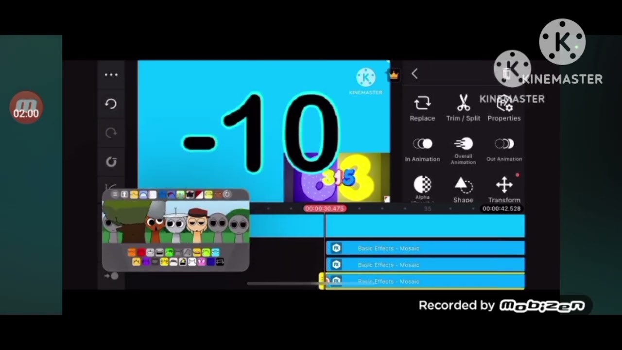 How to make numbers band -2 on kinemaster