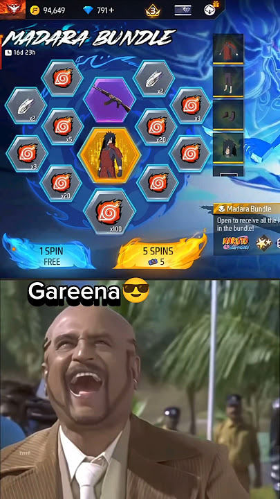 Madara Bundle 5 Server Free Spin🤯||#mandamanik🕵️#freefire💥||