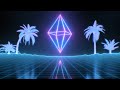Retro Futuristic 80s Neon Glow Light Wireframe Above Synthwave Grid 4K UHD 60fps 1 Hour Video Loop