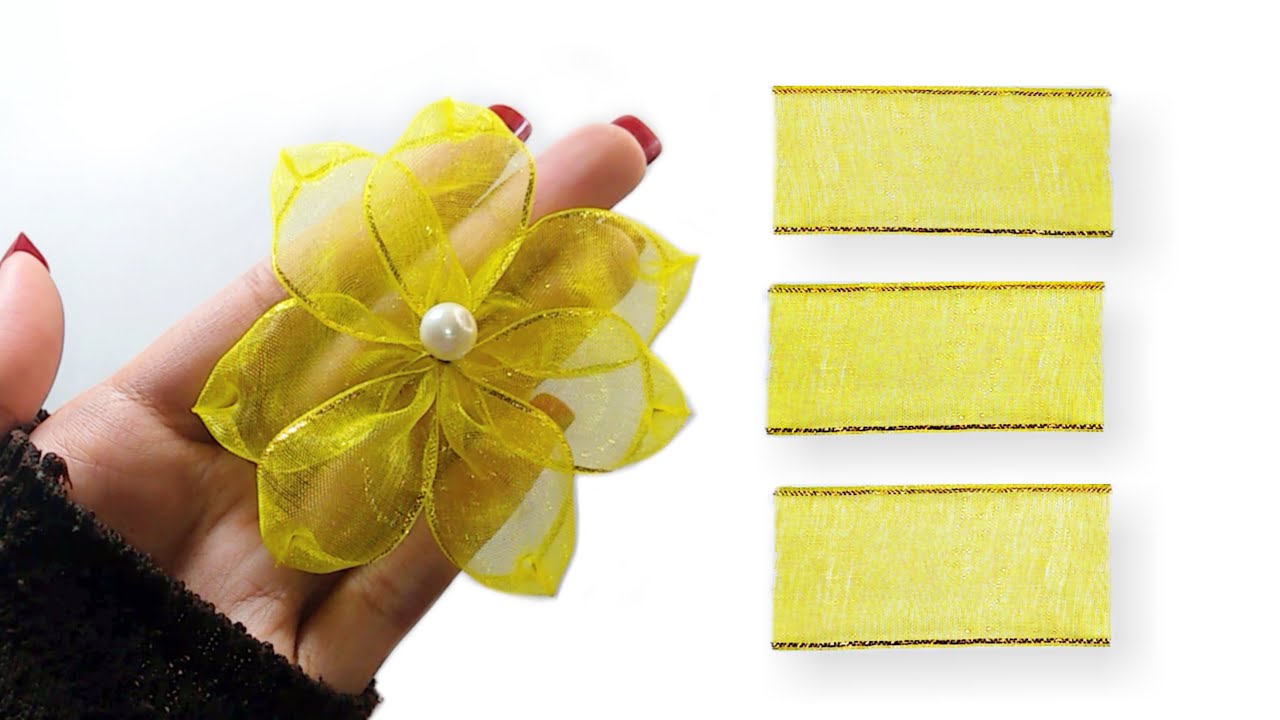 DIY Organza Ribbon Flower How to Make Ribbon Flower Amazing Trick