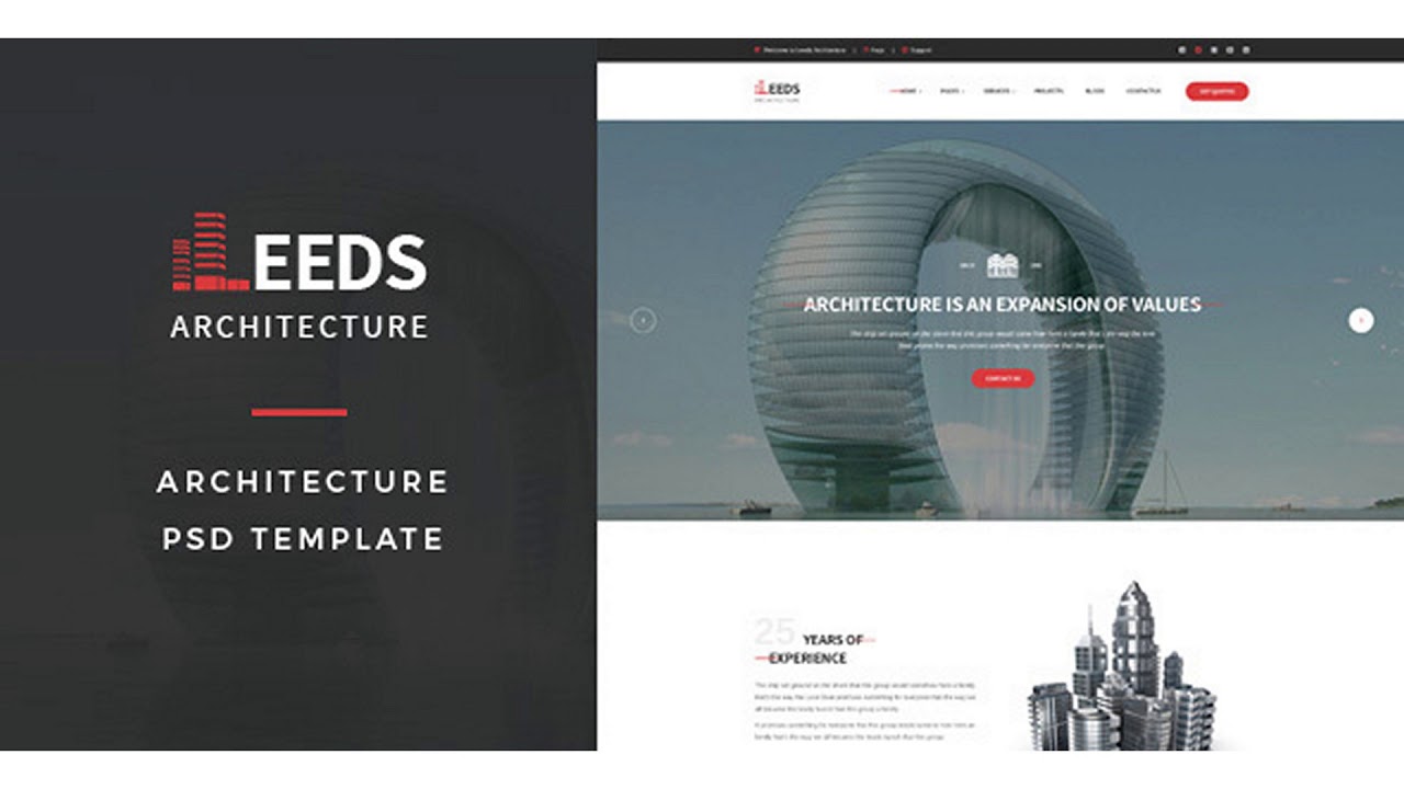Leeds Architecture PSD Template Themeforest site Templates and