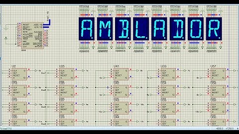 Salida de una cadena en display de 16 seg con 8086 proteus