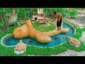 Rescue Fish From Dry Up Place, Build Aquarium Fish Pond Around Turtle Pond Shelter