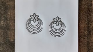 earrings drawing || easy earrings design drawing with pencil shading || jewellery drawing #Uart