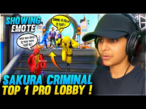 Sakura Criminal Showes Emote Top 1 Pro Lobby ❤️🤯  Aditech With Red Criminal  Garena Free Fire