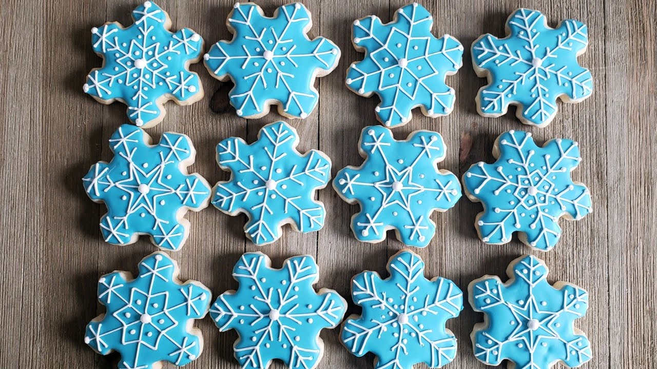 Four Easy Snowflake Designs-cookie decorating tutorial - YouTube