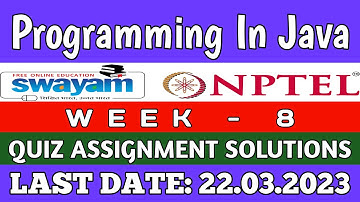 NPTEL Programming In Java WEEK 8 Quiz Assignment Solutions💡 | Swayam Jan 2023 | IIT Kharagpur