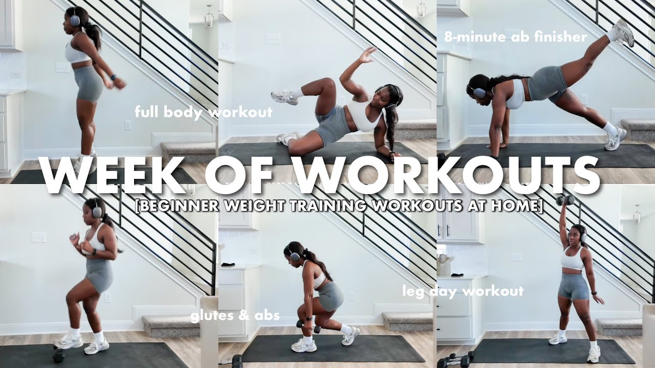 WEEK OF WORKOUTS *4 DAY SPLIT* | beginner weight training workout at home to prep for summer