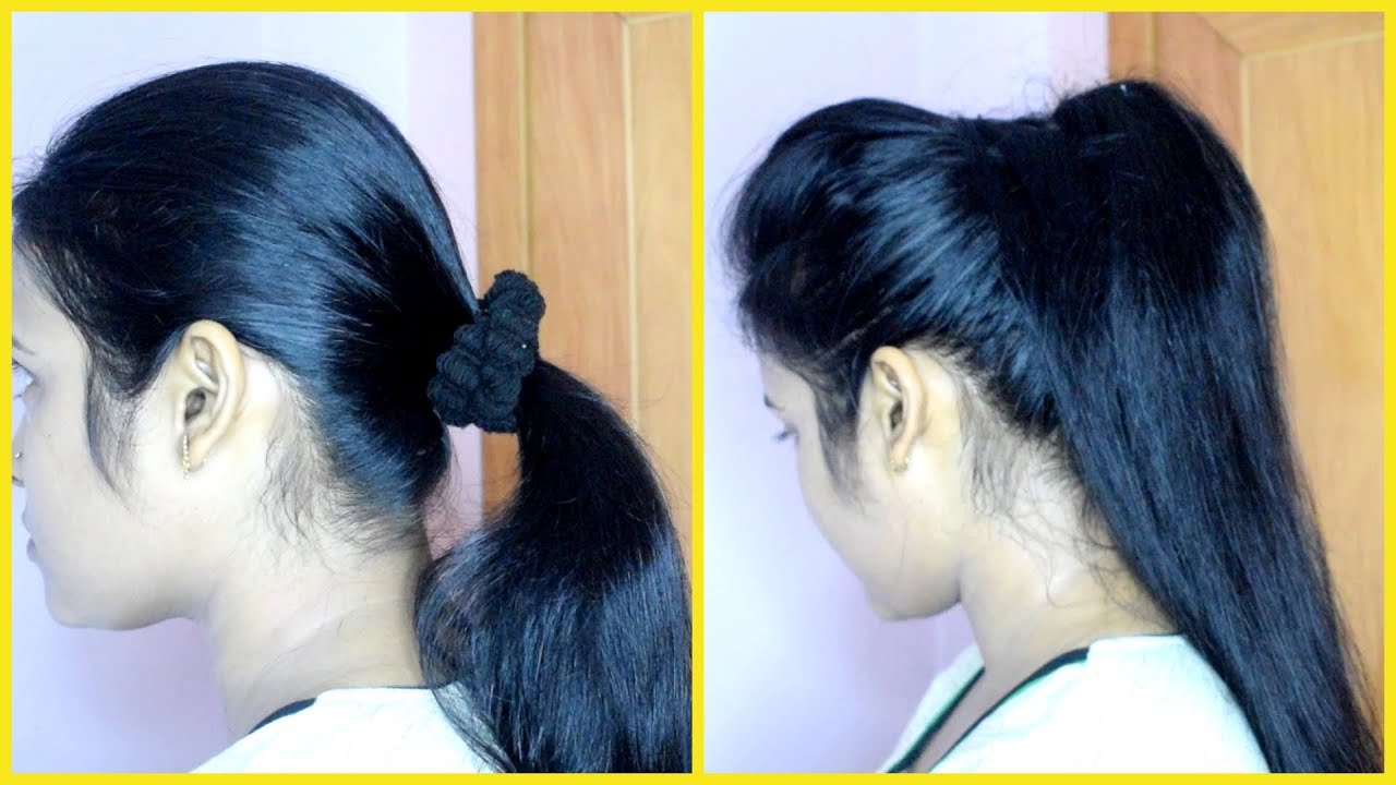 How To Make Voluminous ponytail In 2 Minutes - YouTube