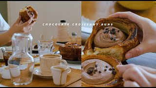 Coffee chocolate custard filled croissant bun by 꿀키honeykki 54,419 views 6 months ago 13 minutes, 1 second