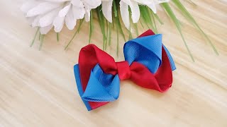 TUTORIAL MAKING OF TWO COLOUR RIBBON BOW 🎀 DIY RIBBON BOW 🎀 RIBBON WORK