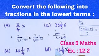 😲convert percentage into fraction tricks || how to convert mixed fraction into improper fraction 