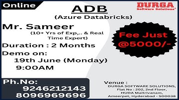 ADB (Azure Databricks) Online Training @ DURGASOFT