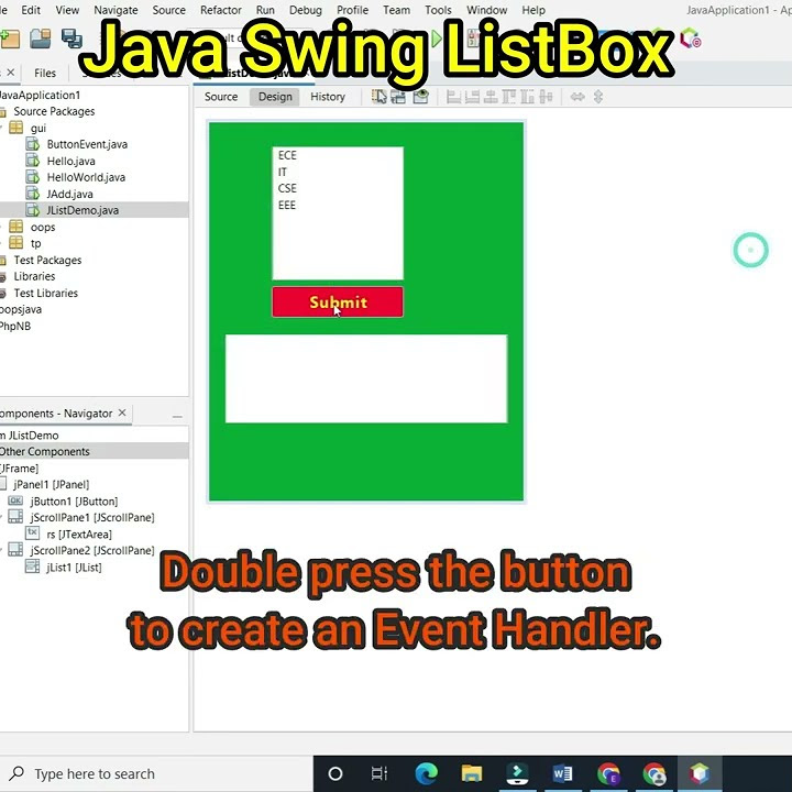 Java Swing JList Box | Swing List in Java | Netbeans #shorts - YouTube