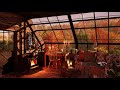 Look outside the autumn forest while it's raining - Cozy wood cabin ambience -  Relaxing Rain Sound