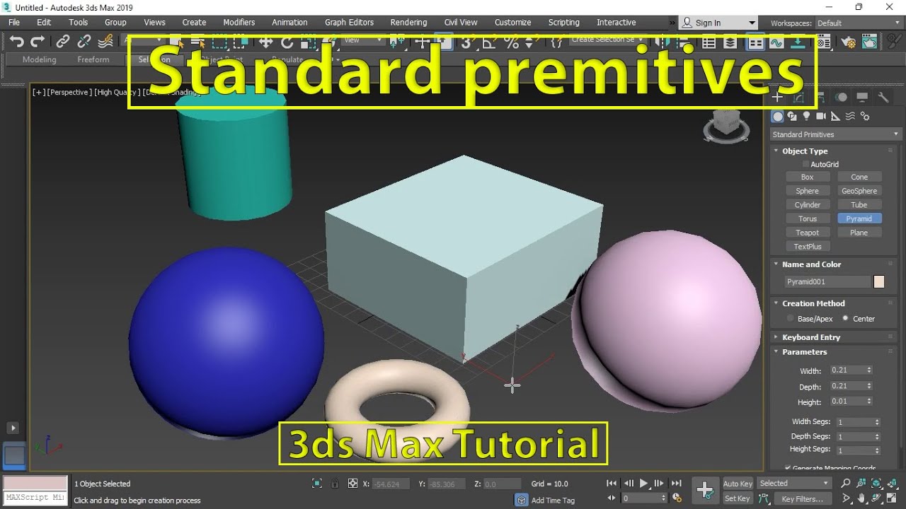 Basic Shape | 3ds Max Hindi Tutorial | Study Edutech - YouTube