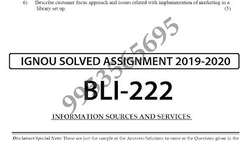 BLI-222 Solved Assignment 2019-20