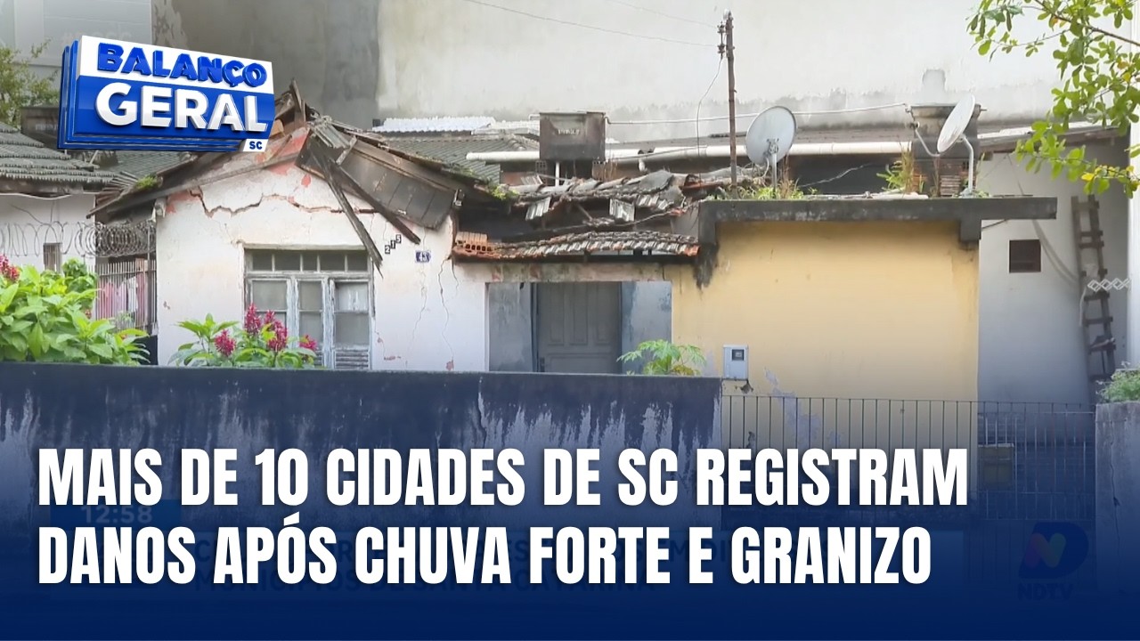 Chuva e granizo atingem 10 cidades de SC
